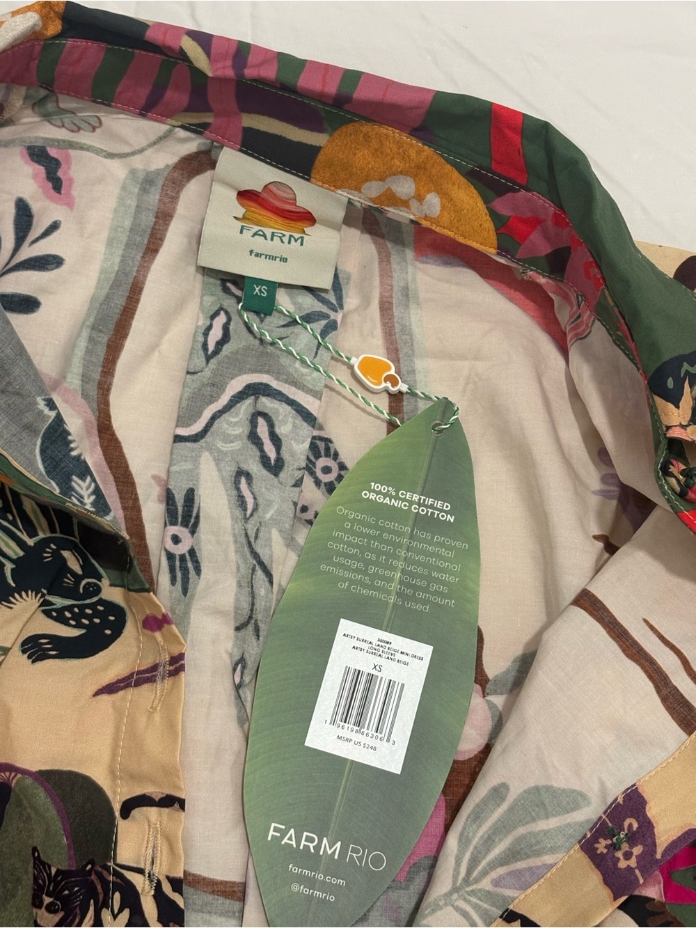 NWT Farm Rio Printed Button-Front Mini Dress with Belt - Picture 3 of 5
